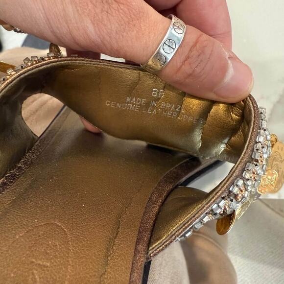 Talbots Leanne Flats Slide Thong Sandals Women’s Size 8M Leather Antique Bronze - Picture 6 of 9